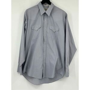 Sheplers gray long sleeve cowboy shirt with Pearl
Snaps Size 17-36 Tall
